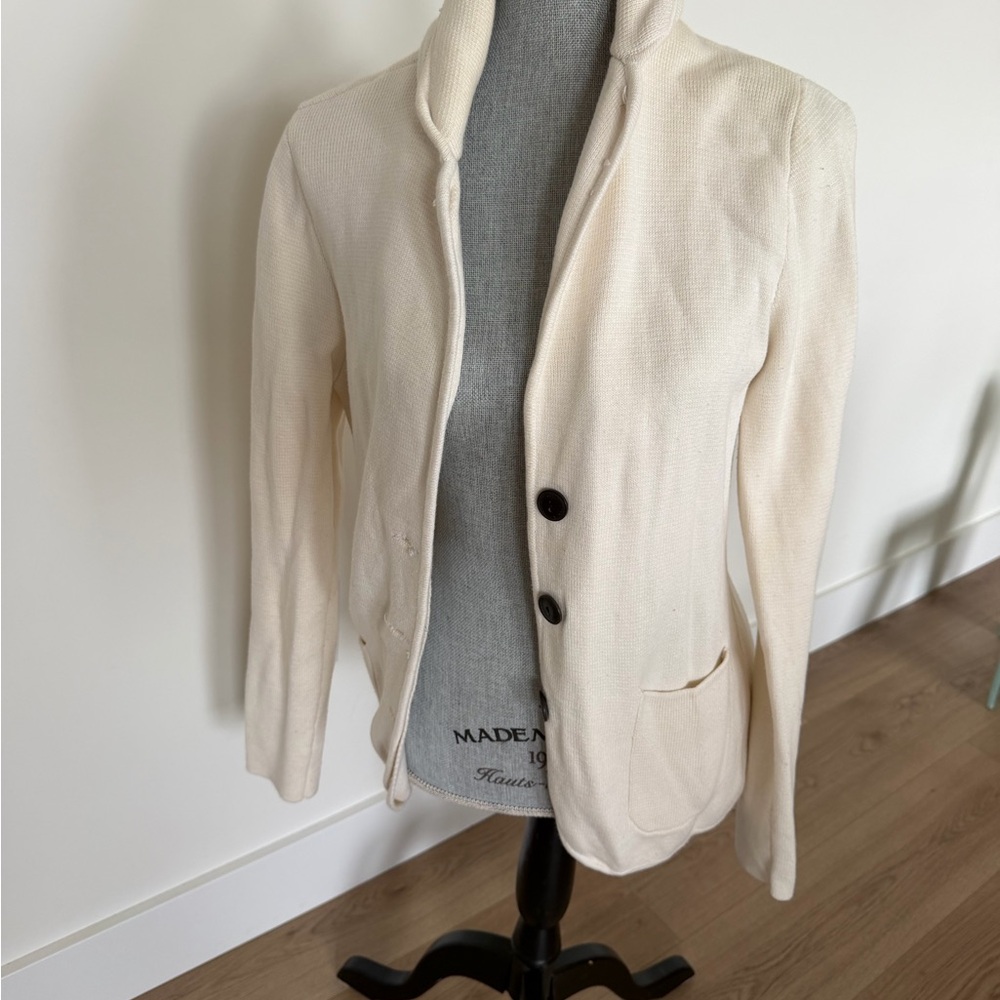 Women’s Cream Button-Front Knit Blazer
